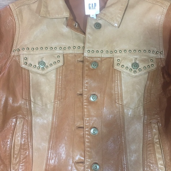 Gap Limited edition Brown Studded Leather Jacket - Picture 5 of 7